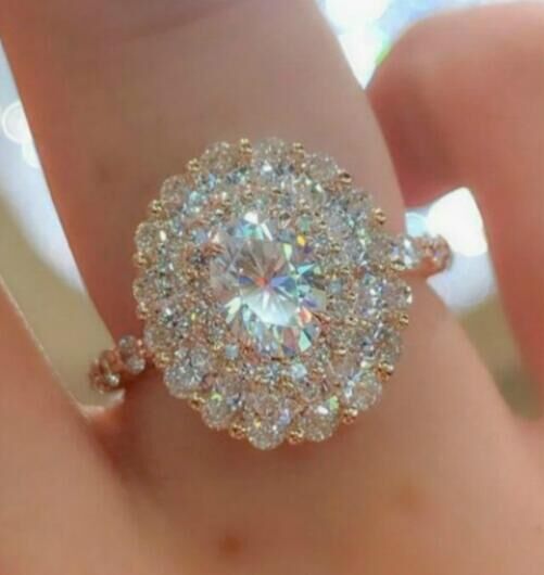 Zircon Princess White Plated Gold Diamand Engagement Ring