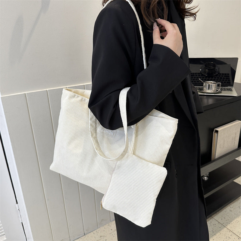 Canvas Ins Style Niche Large Capacity Handbag For Women