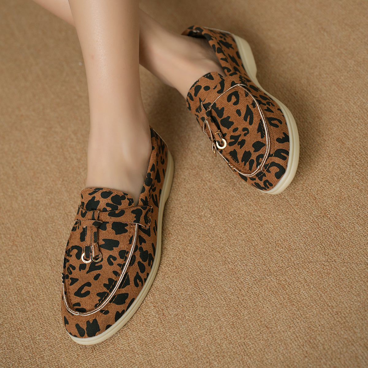 Leopard Print Casual Slip-on Pumps British Style Single-layer Shoes