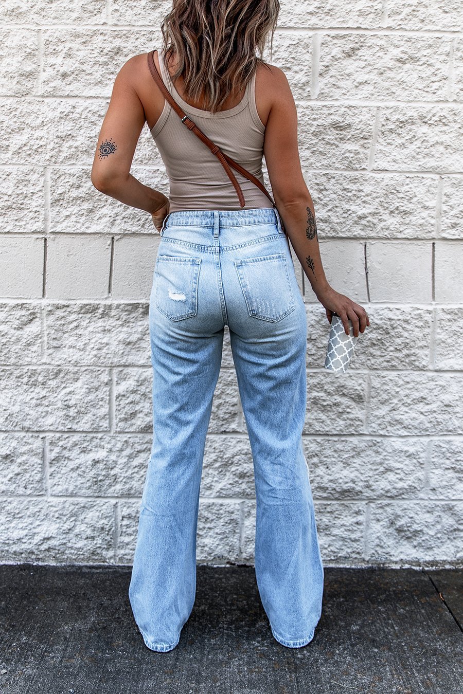 Women's Ripped High Waist Retro Slim Fit Denim Boot-cut Pants