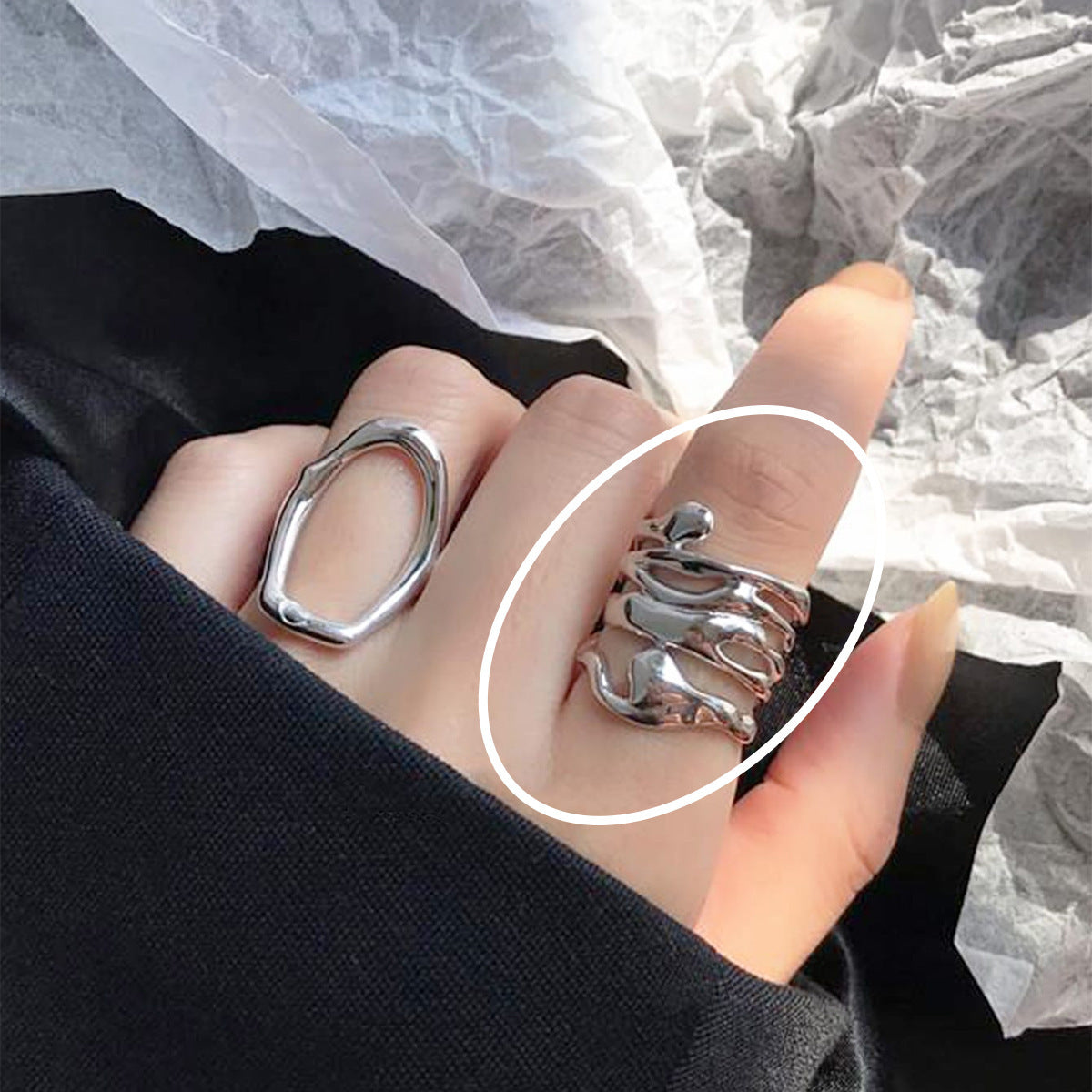 Women's Retro Fashion Chain Glossy Wide Ring