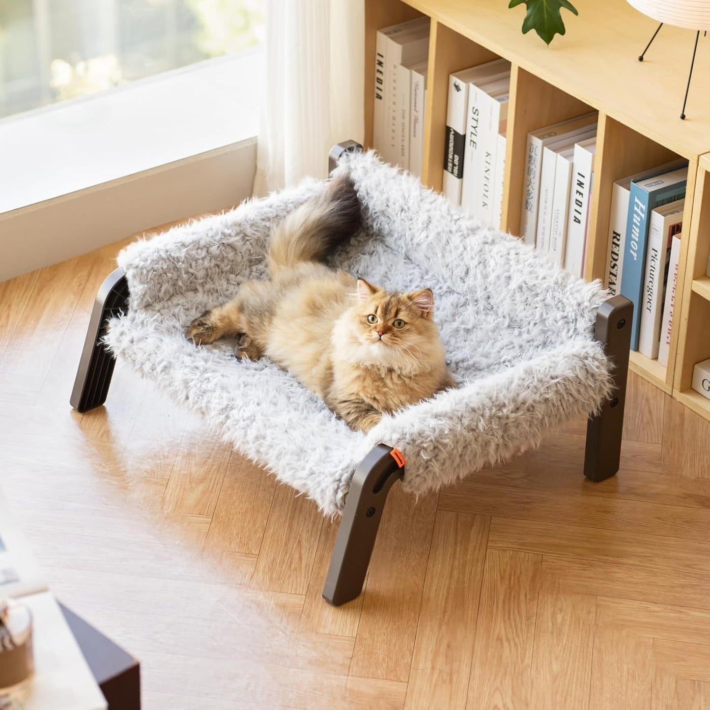 MEWOOFUN Elevated Pet Bed - Raised Cat & Small Dog Couch With Washable Cover & Non-Slip Base, Supports 44 Lbs For Indoor Outdoor Use Plush Grey