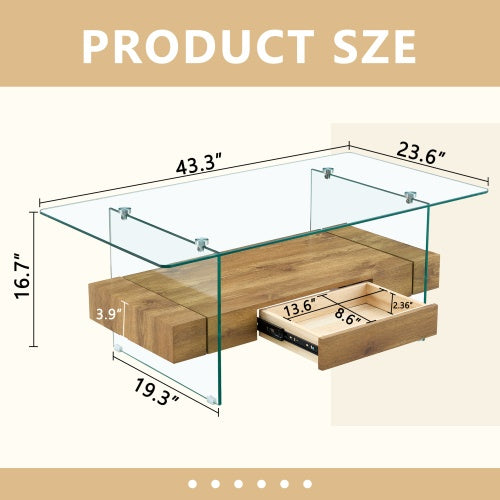 43.3 Inch Modern Two-Tier Coffee Table
