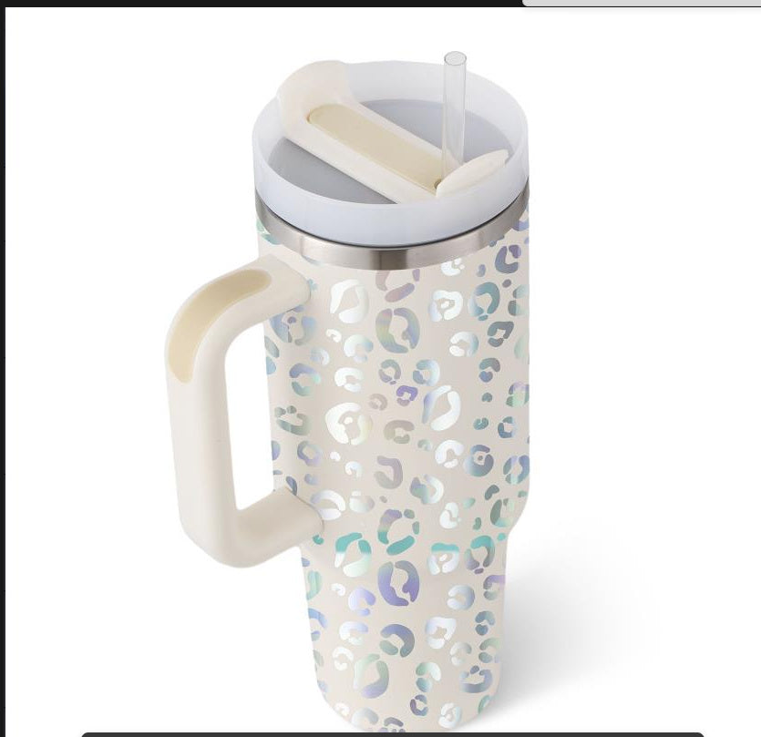 40 Oz Insulated Tumbler with Handle & Straw