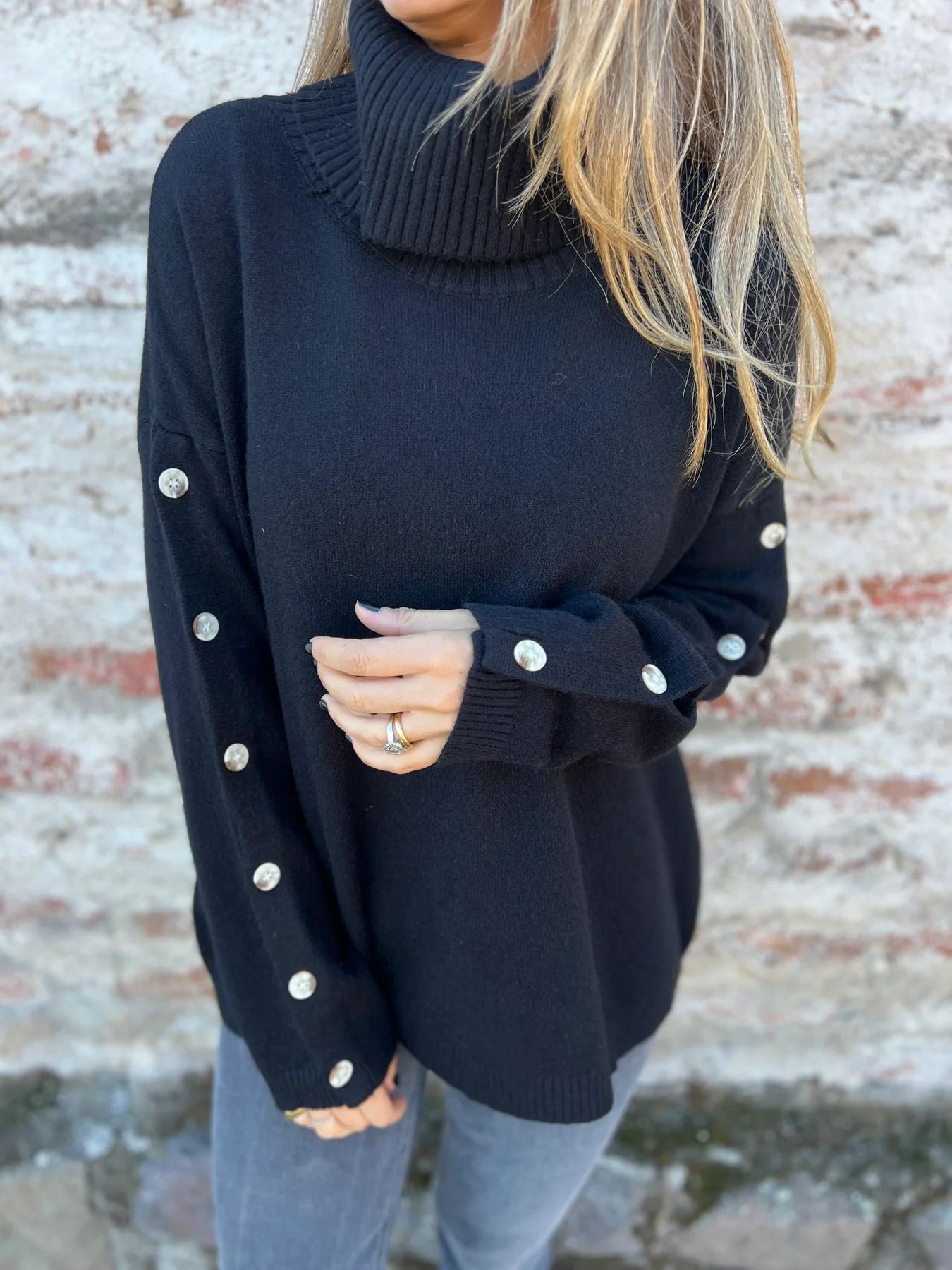 Casual Turtleneck Button Women's Sweater