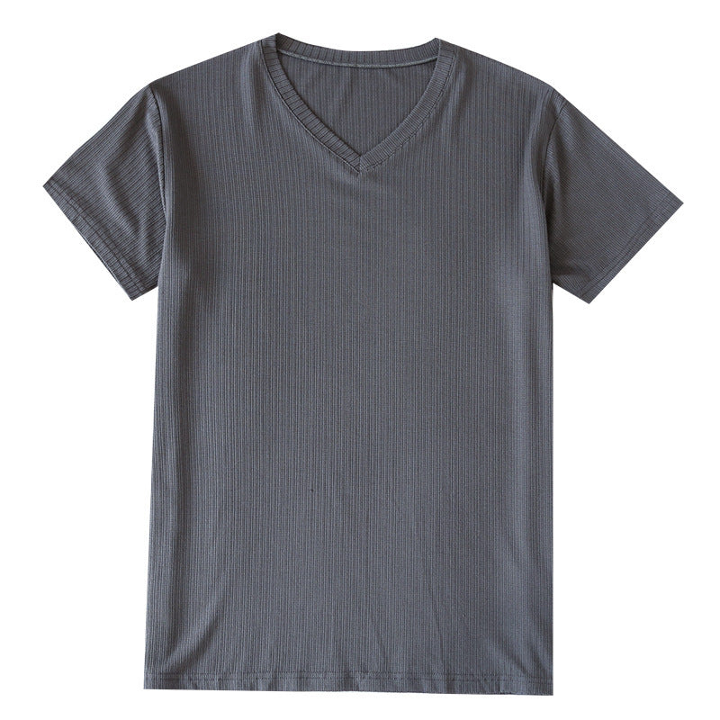 Men's Summer Jacquard Modal Outerwear T-shirt Pajamas Solid Color Sweat-absorbent Cool Breathable Fabric