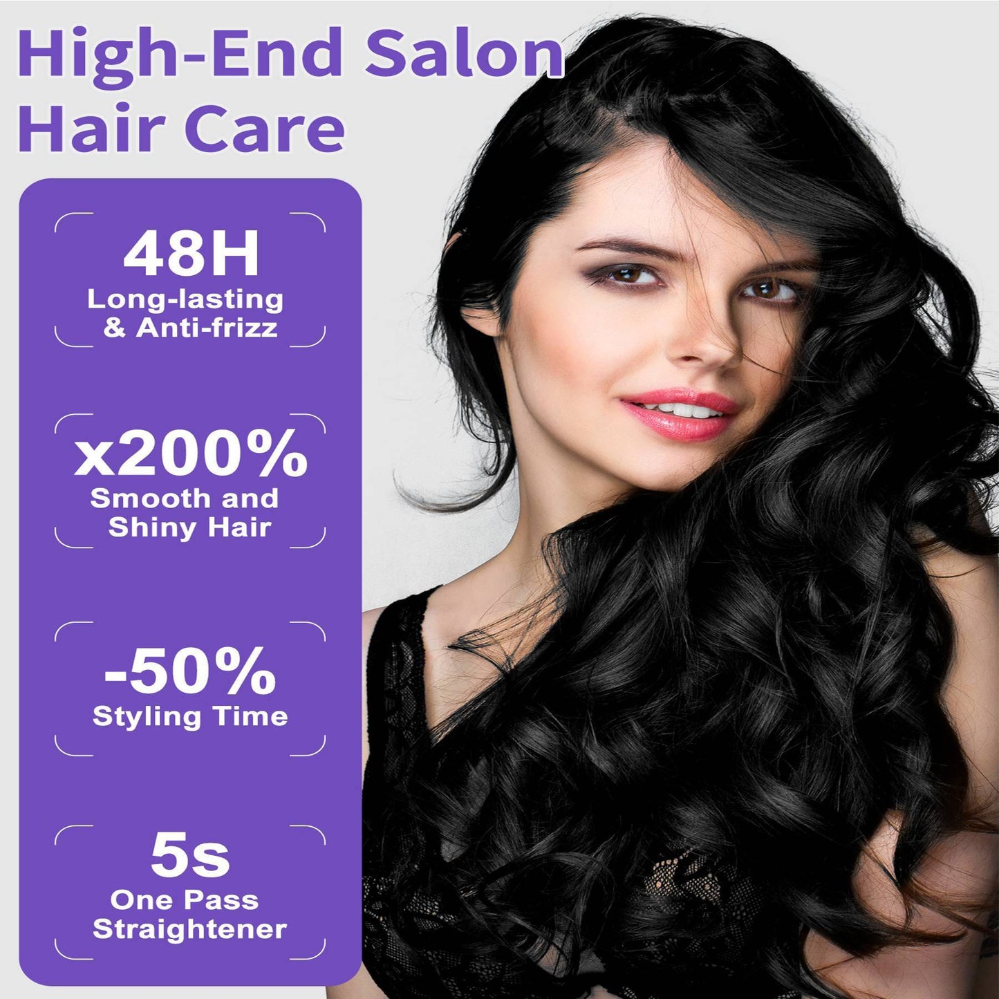 Professional Salon Titanium Vapor Straightening Irons, Light Steam Flat Iron