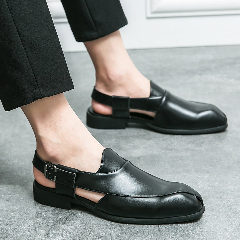 Plus Size Men's Slip-on Fashionable Breathable Lightweight British Style Leather Sandals