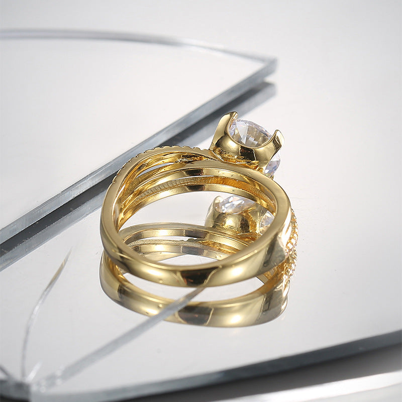 Single Zircon Ring Female Simple Cold Style