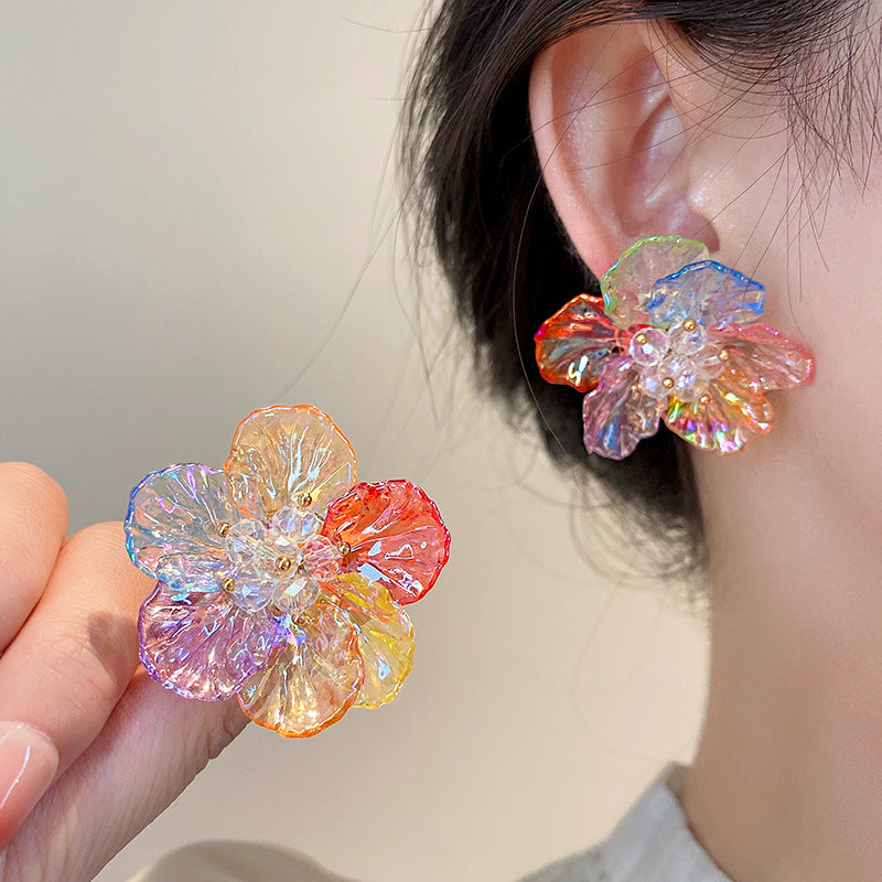 Sweet All-matching Colorful Flower Stud Earrings