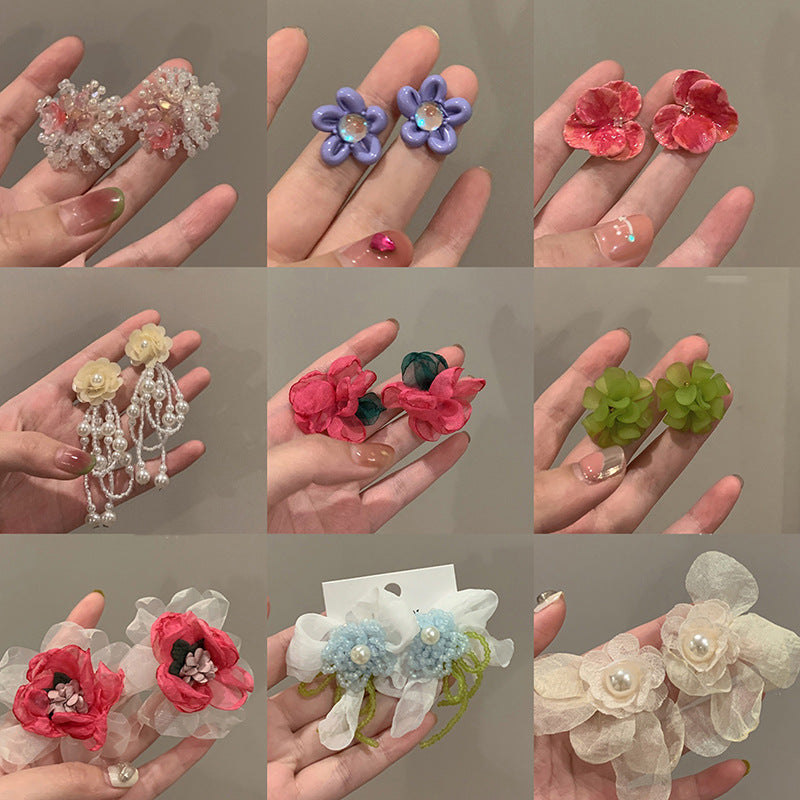 Sweet All-matching Colorful Flower Stud Earrings
