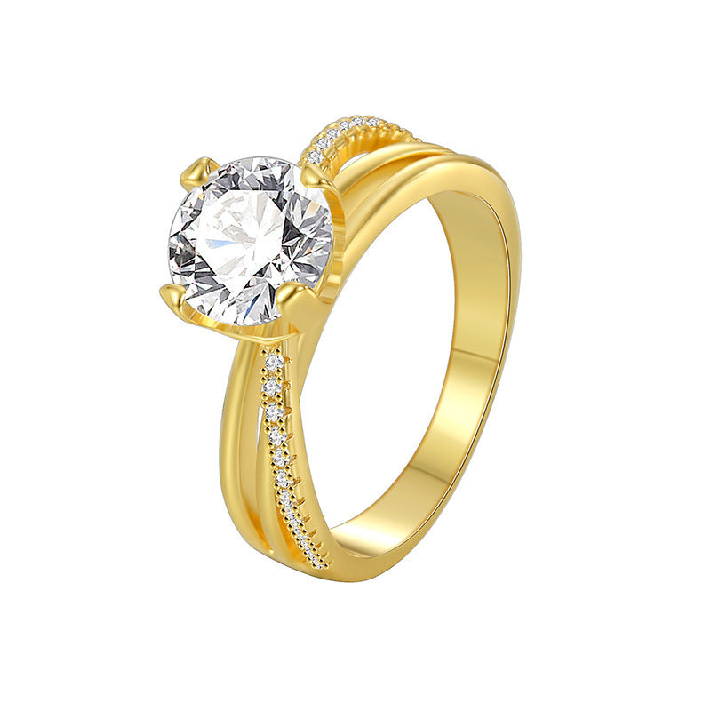 Single Zircon Ring Female Simple Cold Style