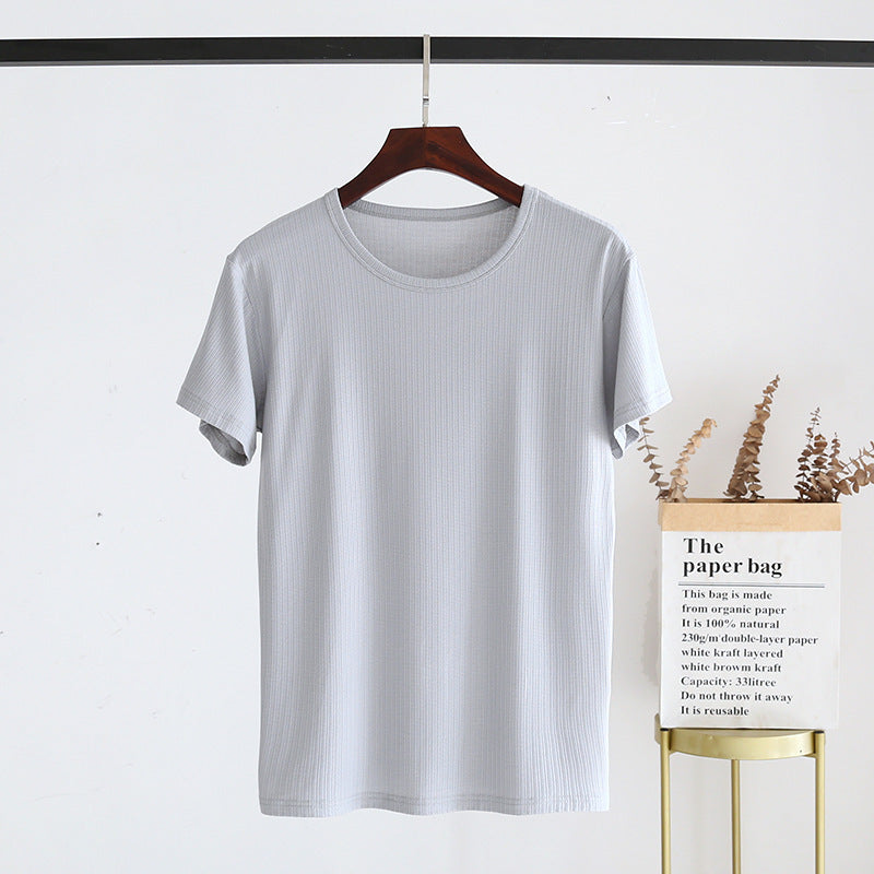 Men's Summer Jacquard Modal Outerwear T-shirt Pajamas Solid Color Sweat-absorbent Cool Breathable Fabric