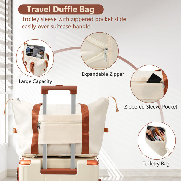 Hardshell Luggage Sets 3 Piece Carry-on Suitcases With Wheels, TSA Lock For Men Women-White
