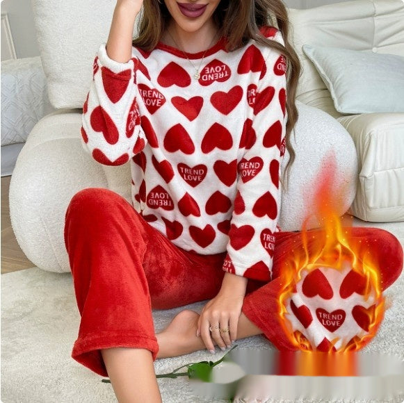 Thickening Flannel Pajamas Warm And Soft Long-sleeve Suit