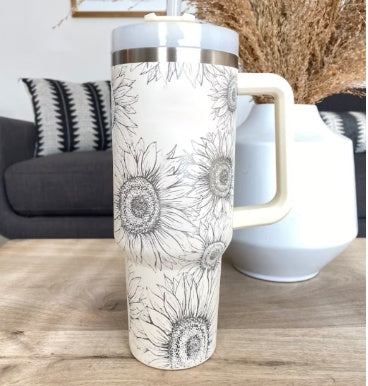 40 Oz Insulated Tumbler with Handle & Straw