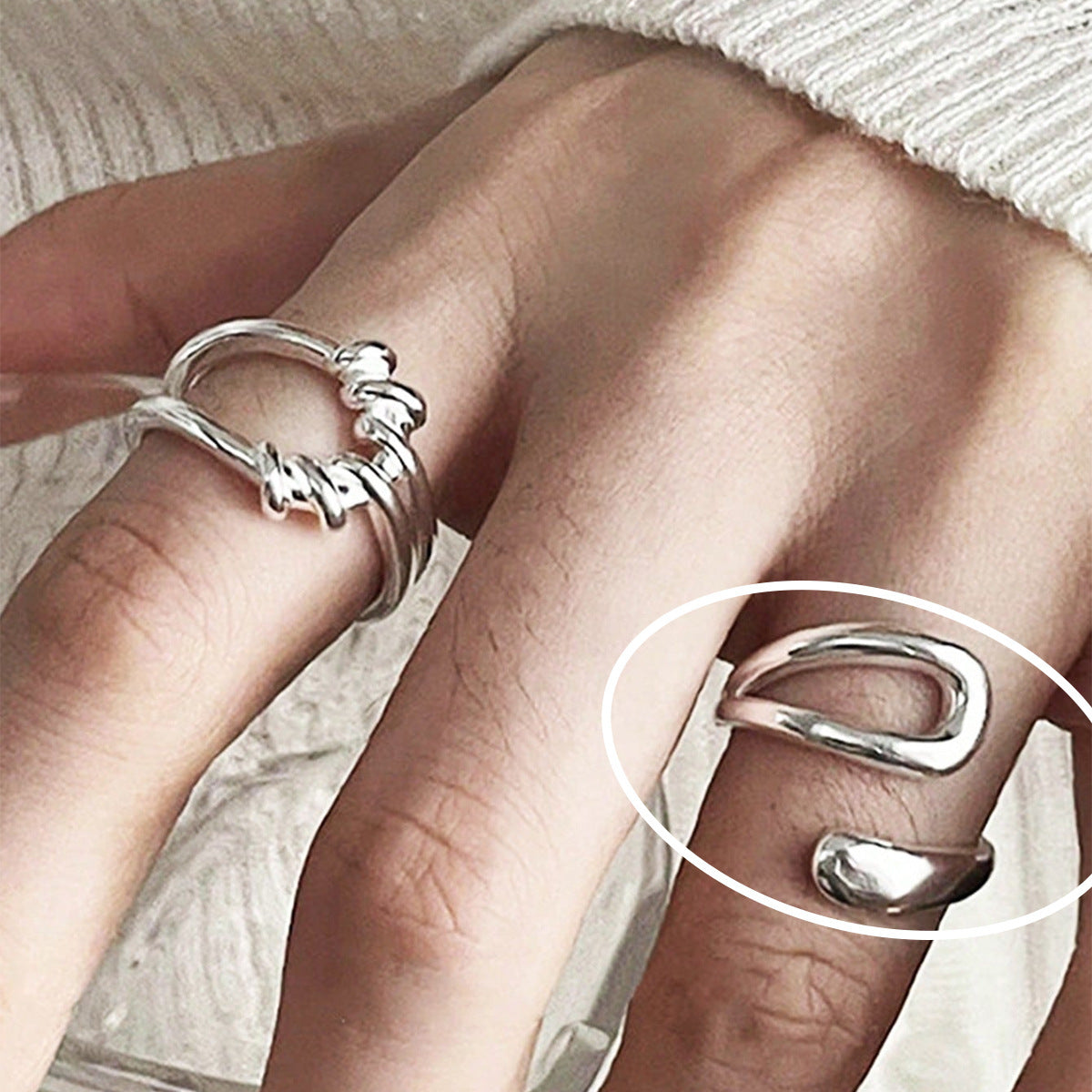 Women's Retro Fashion Chain Glossy Wide Ring