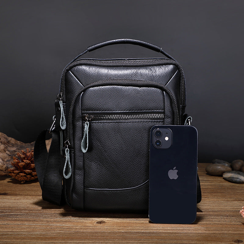 One Shoulder Genuine Leather Business Multifunction Men's Soft Leather Casual Messenger Bag