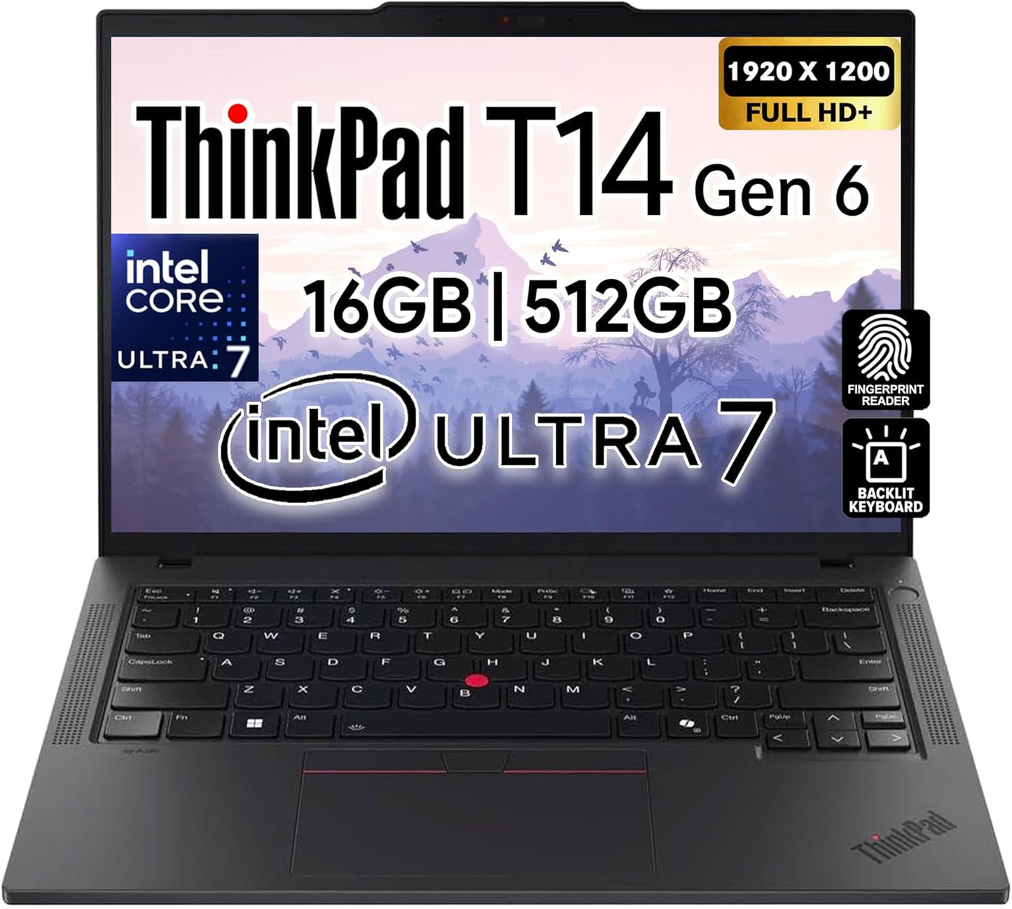 Thinkpad T14 Gen 6 Business Laptop 14" FHD+ IPS, Intel Ultra 7 255U, 64GB DDR5 RAM, 2TB SSD, 5MP Webcam, Fingerprint, Backlit, Wi-Fi 6E, 2 Thunderbolt 4, AI PC, W11P