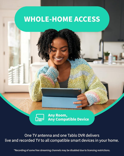 4Th Gen 2-Tuner Over-The-Air (OTA) DVR - Watch, Pause & Record Live TV, News, Sports & Movies Throughout Your Home over Wi-Fi - Pairs W/Any TV Antenna - 50+ Hrs Recording - No Subscriptions