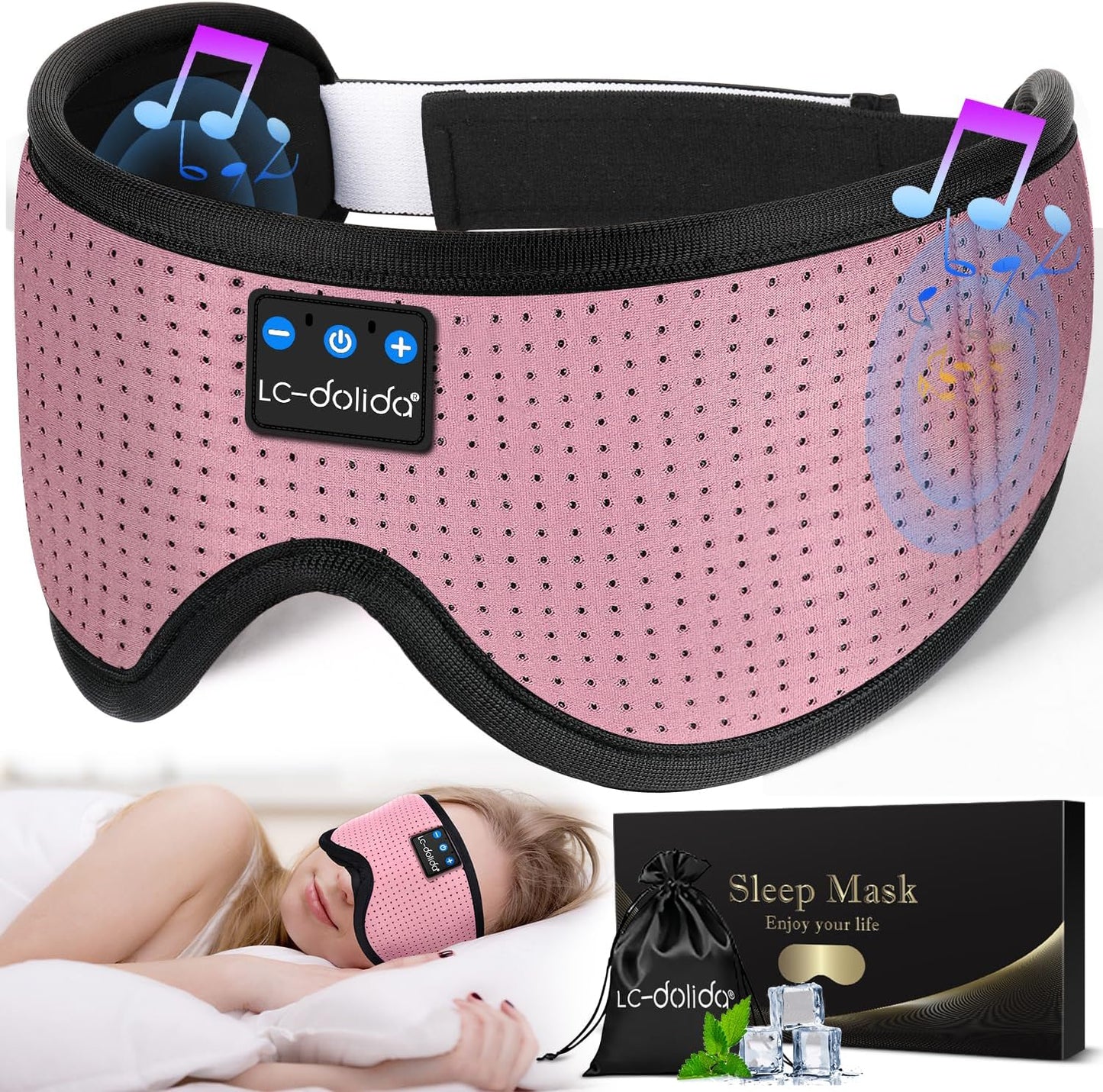 Sleeping Headphones Eye Mask, Sleep Mask with Bluetooth Headphones 3D Eye Mask Wireless Music Cotton Sleep Cover for Side Sleepers Nap Insomnia Air Travel Meditation Gifts for Unisex