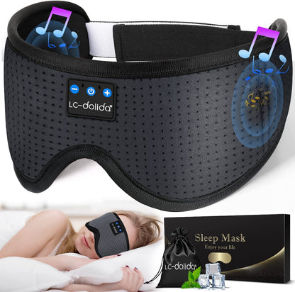 Sleeping Headphones Eye Mask, Sleep Mask with Bluetooth Headphones 3D Eye Mask Wireless Music Cotton Sleep Cover for Side Sleepers Nap Insomnia Air Travel Meditation Gifts for Unisex