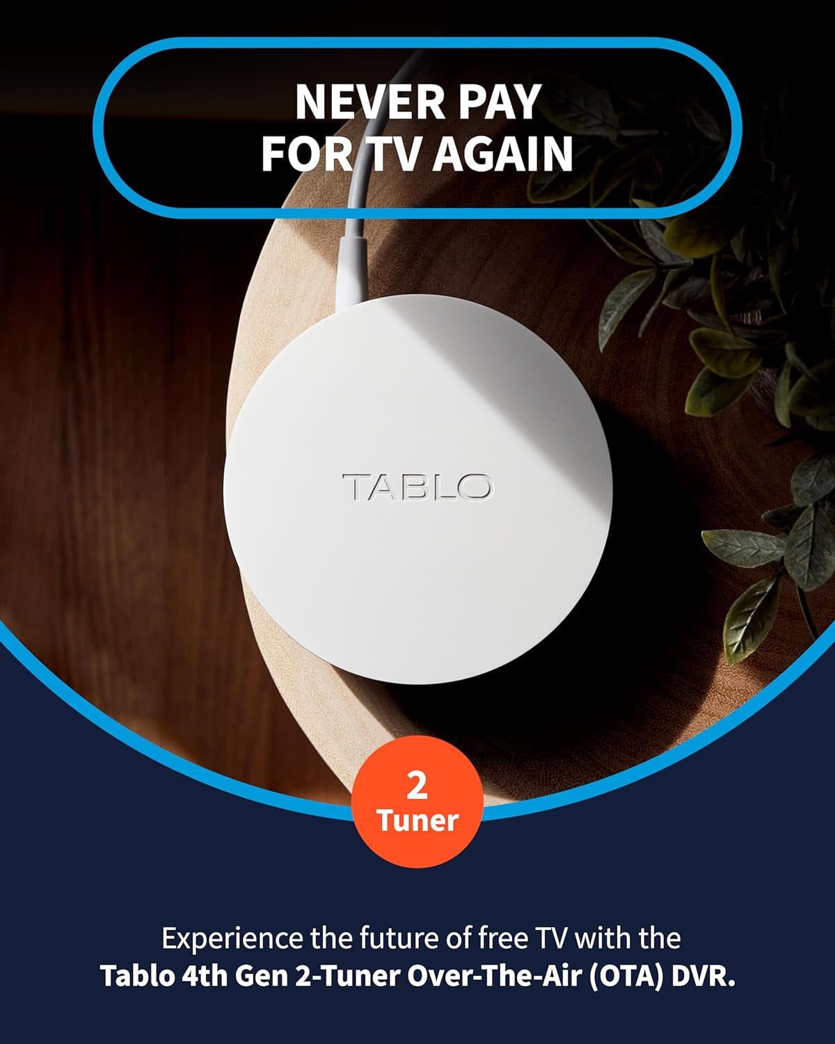 4Th Gen 2-Tuner Over-The-Air (OTA) DVR - Watch, Pause & Record Live TV, News, Sports & Movies Throughout Your Home over Wi-Fi - Pairs W/Any TV Antenna - 50+ Hrs Recording - No Subscriptions