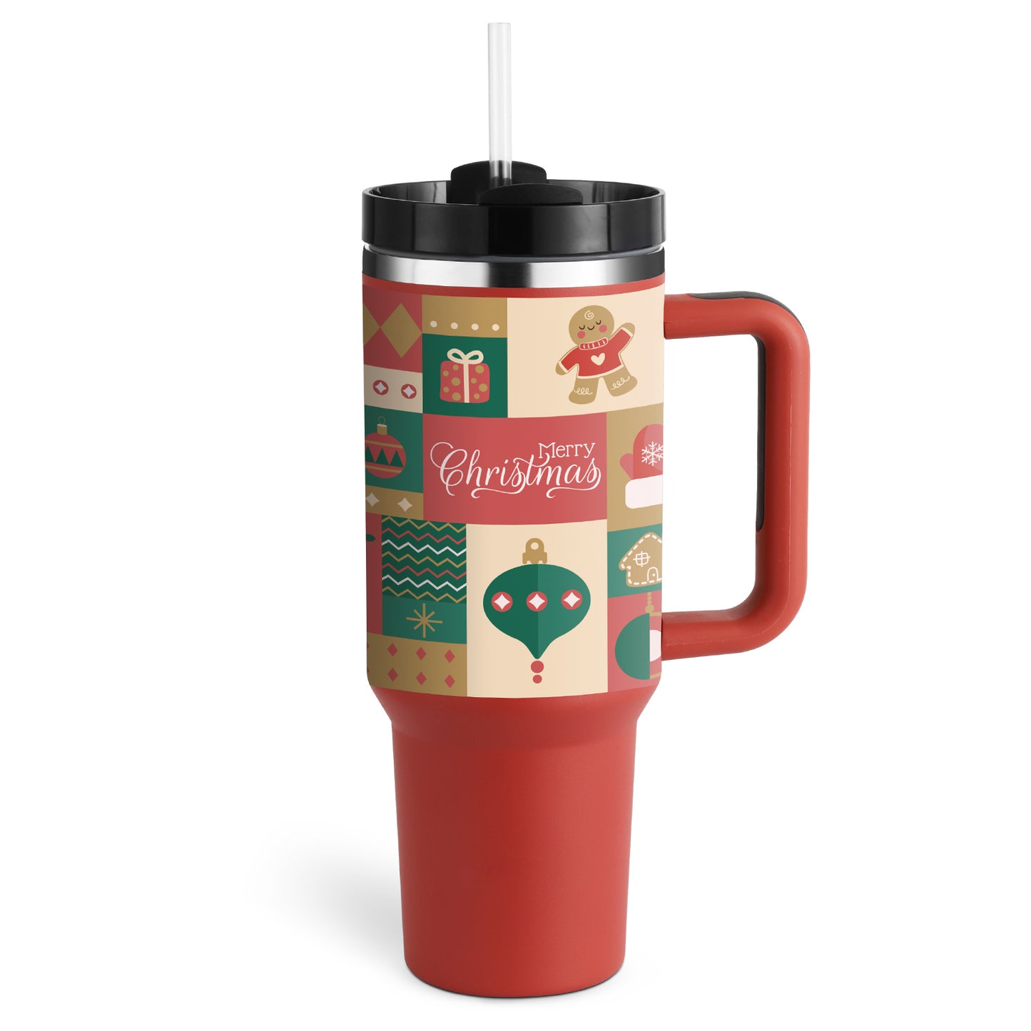40 Oz Insulated Tumbler with Handle & Straw