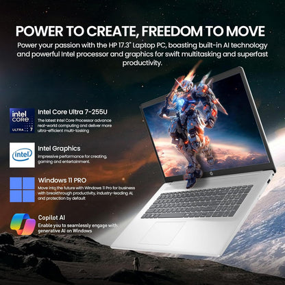 2026 HP 17 Inch Laptop Touchscreen Computer Notebook, 17.3 HD+ IPS Touch Screen Business Laptop AI PC, 15Th Gen Intel 12-Core Ultra 7, 40GB DDR5 RAM 2TB SSD | Windows 11 Pro | Backlit 10-Key | Wi-Fi 6