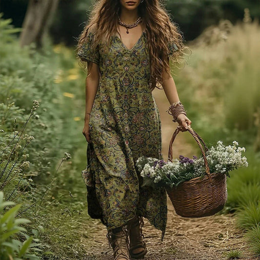 All Match Bohemian V-neck Dress