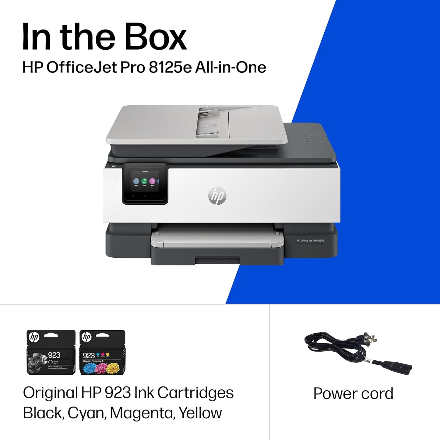 Officejet Pro 8125E Wireless All-In-One Color Inkjet Printer, Print, Scan, Copy, ADF, Duplex Printing Best-For-Home Office, 3 Month Instant Ink Trial Included, Ai-Enabled (405T6A)