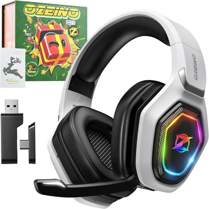 2.4Ghz Wireless Gaming Headset for PC, Ps5, Ps4 - Lossless Audio USB & Type-C Ultra Stable Gaming Headphones with Flip Microphone, 40-Hr Battery Gamer Headset for Switch, Laptop, Mobile, Mac