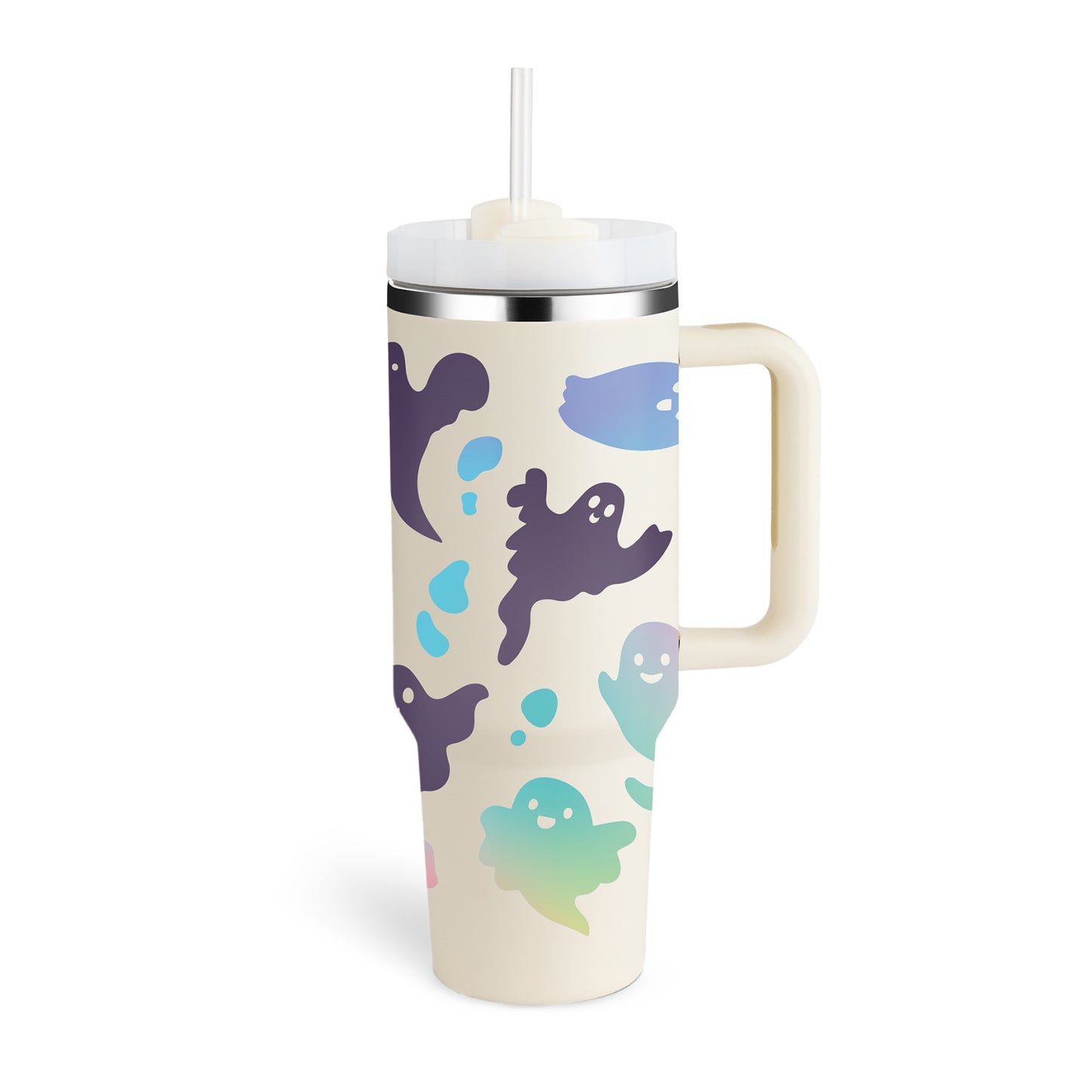 40 Oz Insulated Tumbler with Handle & Straw