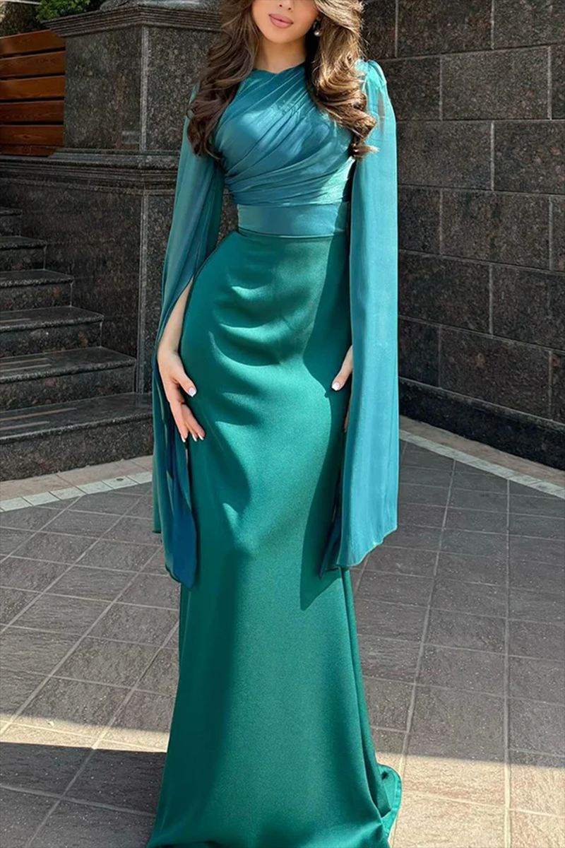 Women's Fashion Temperament Crew Neck Slim Fit Dress