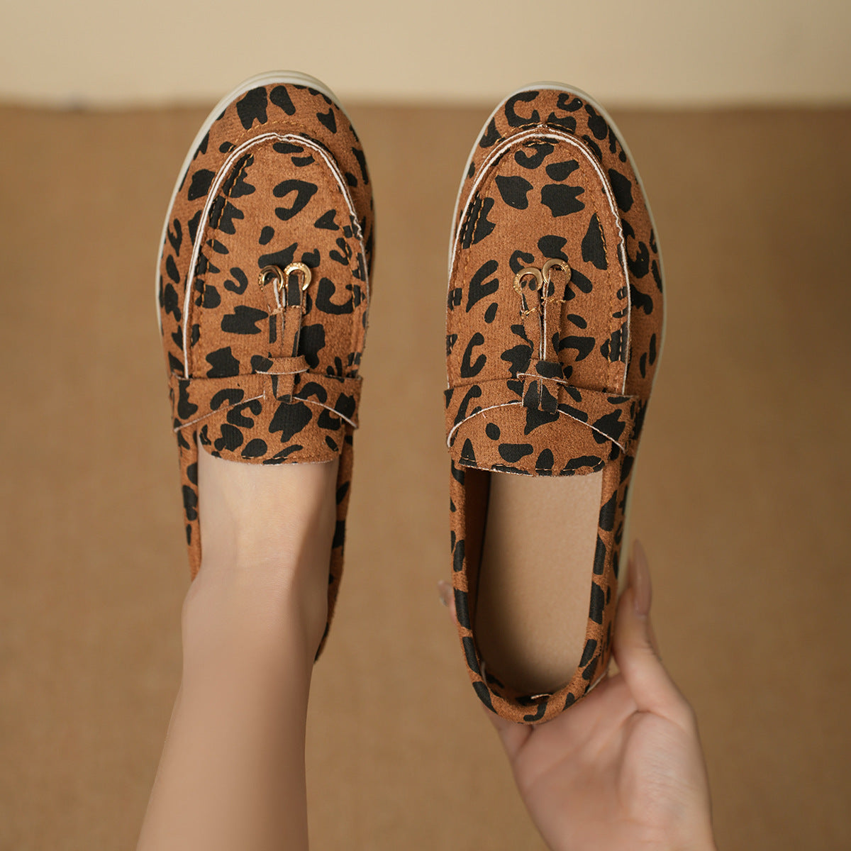 Leopard Print Casual Slip-on Pumps British Style Single-layer Shoes