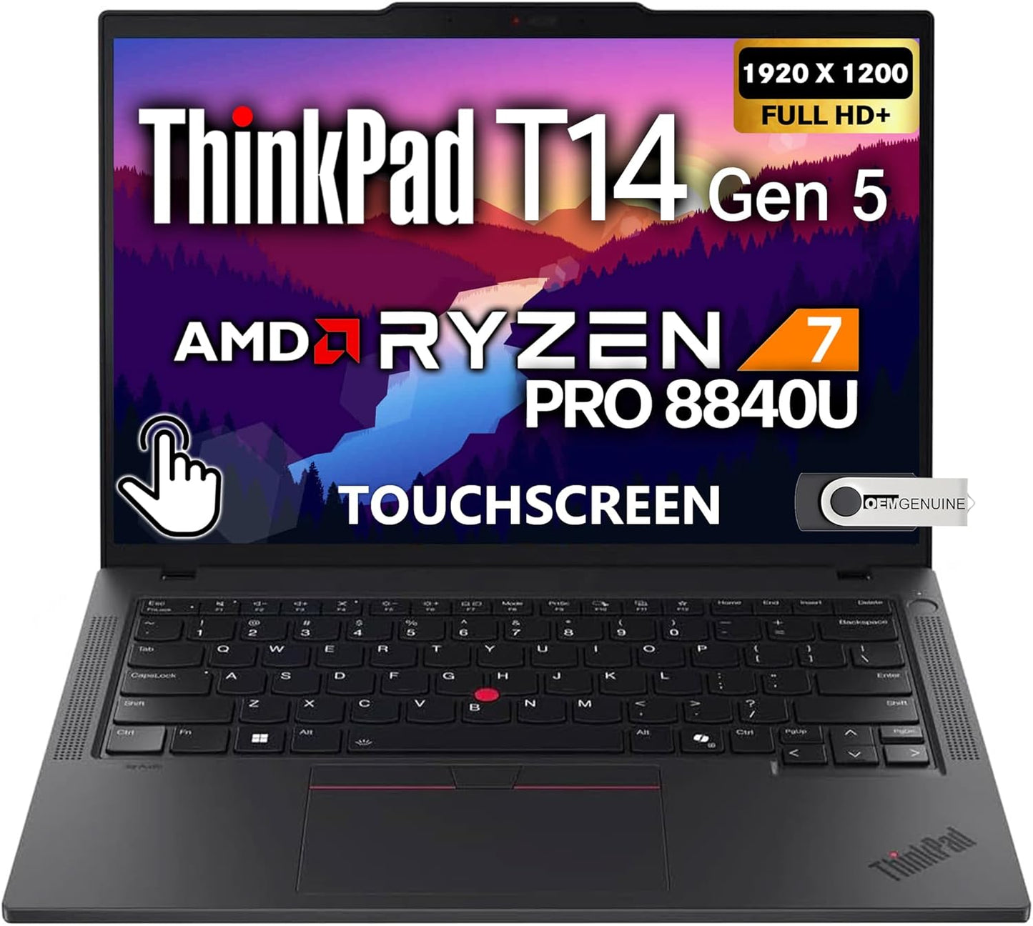 Thinkpad T14 Gen 6 Business Laptop 14" FHD+ IPS, Intel Ultra 7 255U, 64GB DDR5 RAM, 2TB SSD, 5MP Webcam, Fingerprint, Backlit, Wi-Fi 6E, 2 Thunderbolt 4, AI PC, W11P