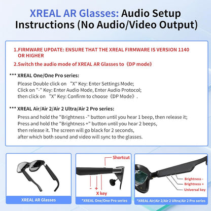AR Glasses HDMI to USB-C Display Adapter, 4K@60Hz Play and Charge XR Converter with DC 5V, for XREAL One/Air 2 Pro/Rayneo/Rokid, Steam, Switch 2/1, PS5/4, Portable Monitors (Black)