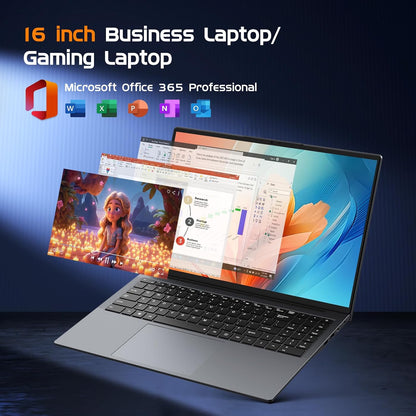 16" Laptop Computer Core I5(Up to 3.6Ghz)16Gb RAM,512GB Ssd,Win11 Pro Notebook PC,MS Office 365,Gaming Laptop,1920 X 1200 FHD 16:10 Display, with BT5.0 Wi-Fi, USB A, HDMI, RJ45, Backlit Keyboard
