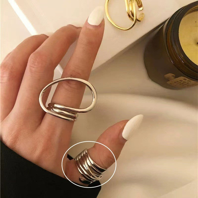 Women's Retro Fashion Chain Glossy Wide Ring