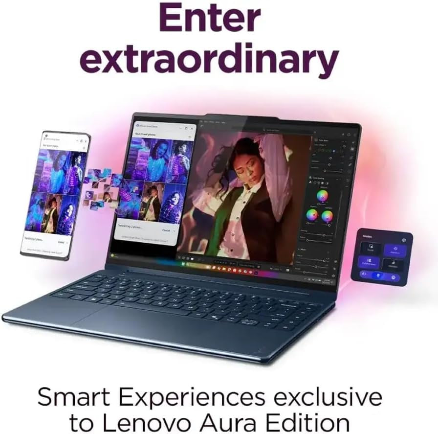 Yoga 9I 2-In-1 Aura Edition 14" Copilot+ Laptop (2025) - Intel Ultra 7 258V 8-Core, 32GB RAM, 1TB M.2 Nvme SSD, 14.0" 4K OLED Touchscreen, Windows 11 Pro - Cosmic Blue