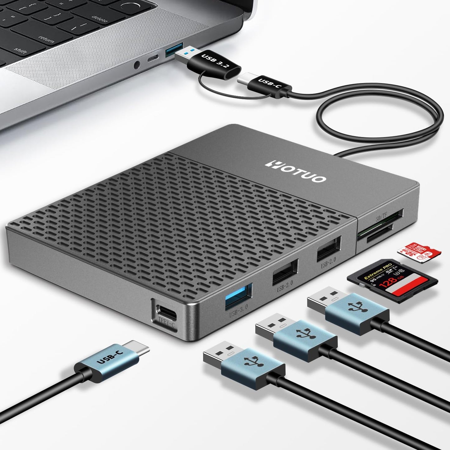 1TB External Hard Drive, USB C Multiport Hub HDD 7-In-1, USB 3.0, SD/TF Card Reader, Docking Station, Multi-Function HDD for Windows, Mac, Android, TV, Phone, Laptop, Desktop, PC