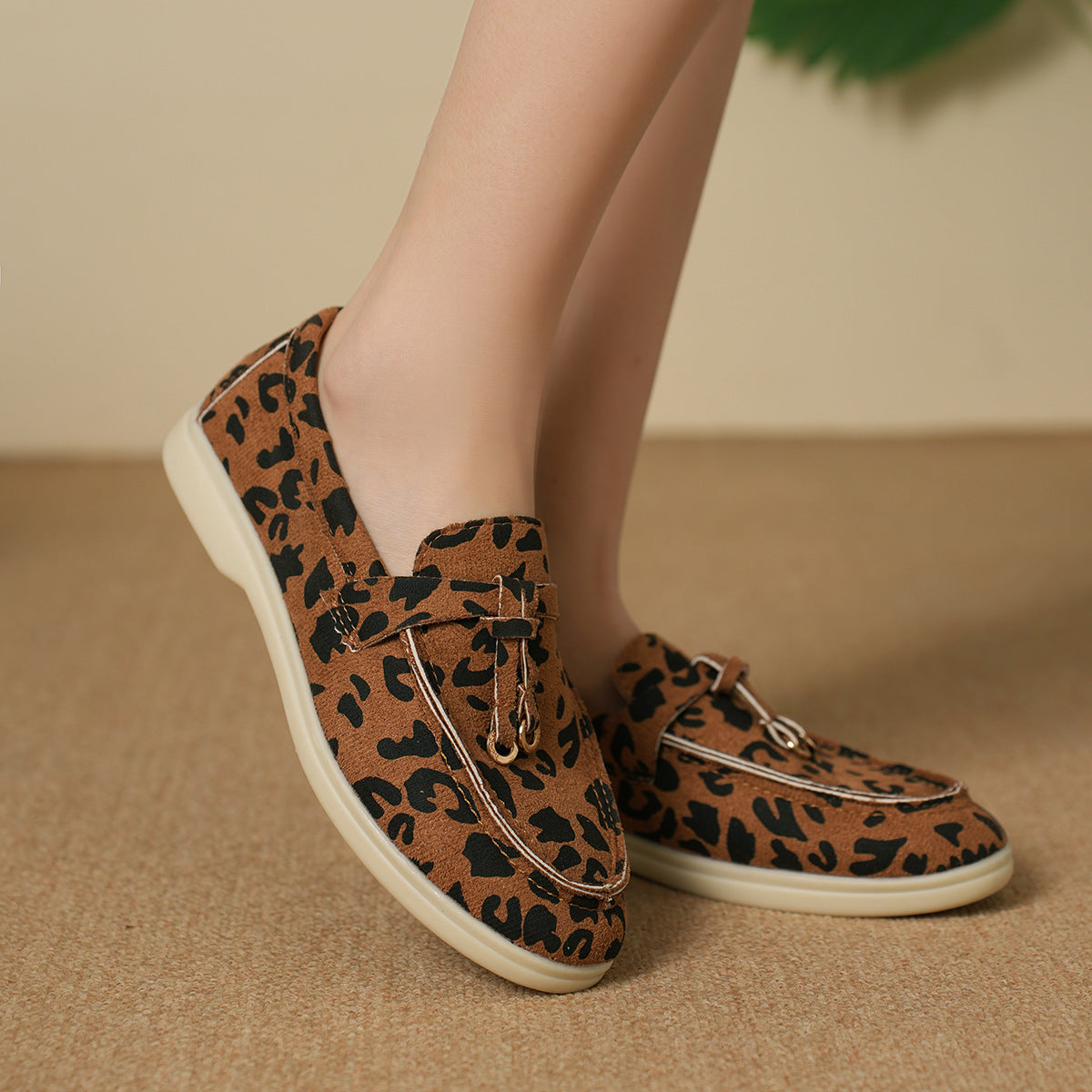 Leopard Print Casual Slip-on Pumps British Style Single-layer Shoes