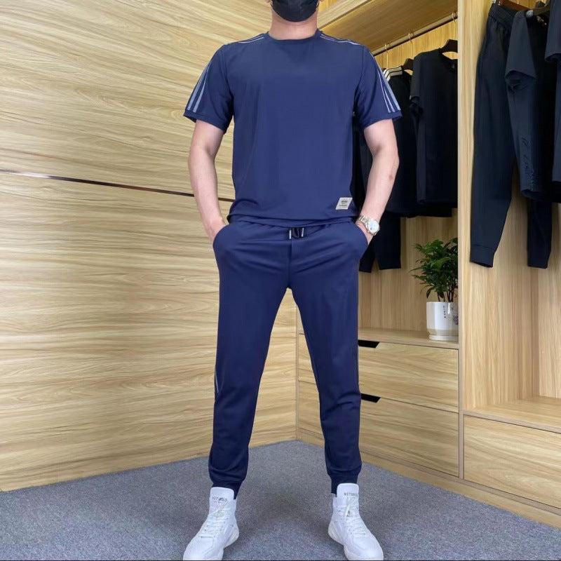 Men's Trend Loose And High-elastic Ice Silk Leisure Suit