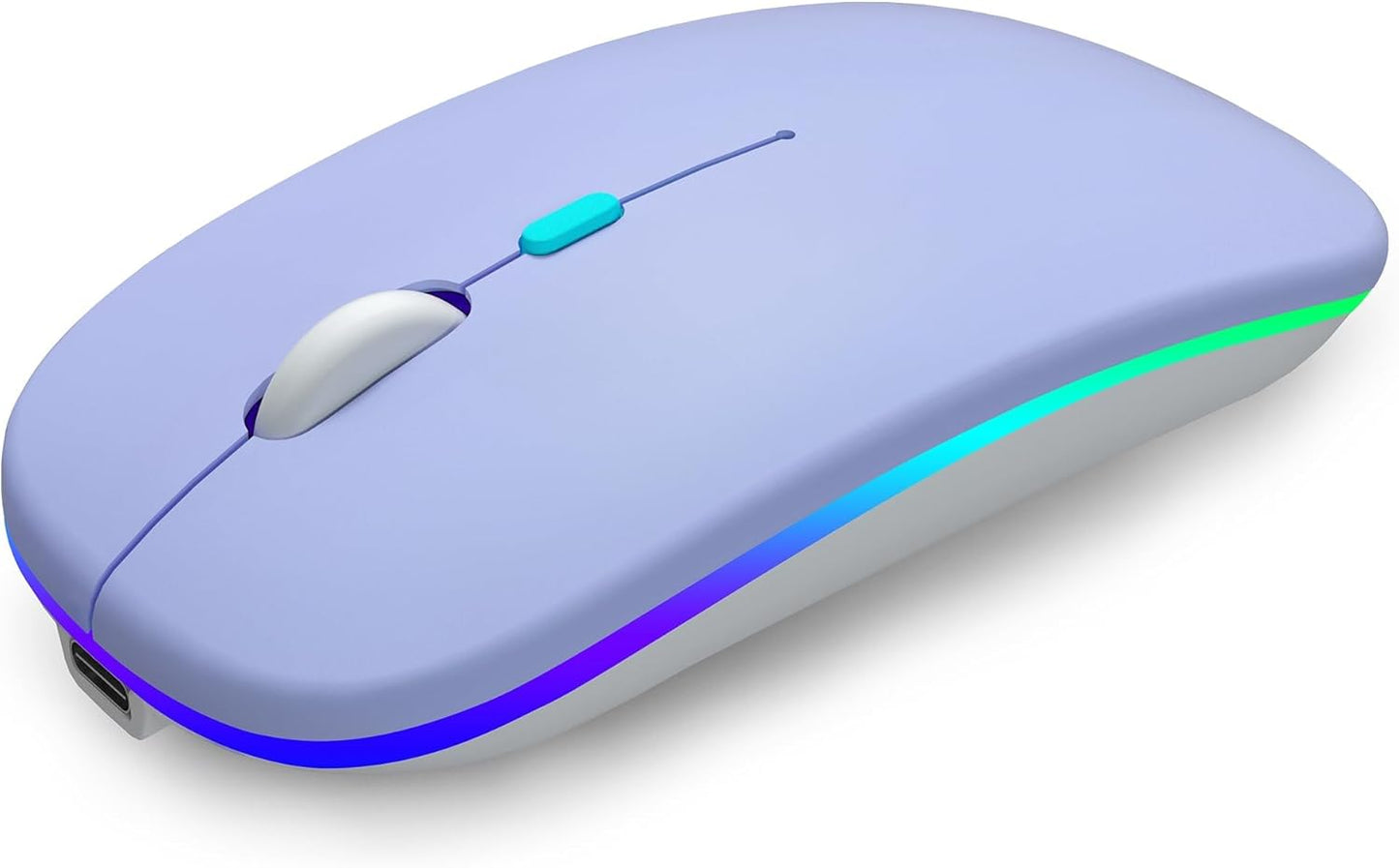Wireless Bluetooth Mouse Rechargeable Laptop Mice with LED Use Portable(Bt5.2 and USB 2.4G) Dual Mode Connection Silent Slim Computer Mouse for Laptop/Ipad Tablet/Apple Macbook/Pc (Black)