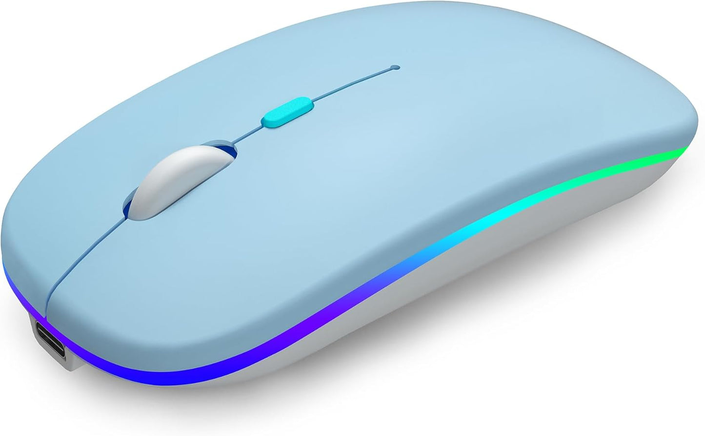 Wireless Bluetooth Mouse Rechargeable Laptop Mice with LED Use Portable(Bt5.2 and USB 2.4G) Dual Mode Connection Silent Slim Computer Mouse for Laptop/Ipad Tablet/Apple Macbook/Pc (Black)