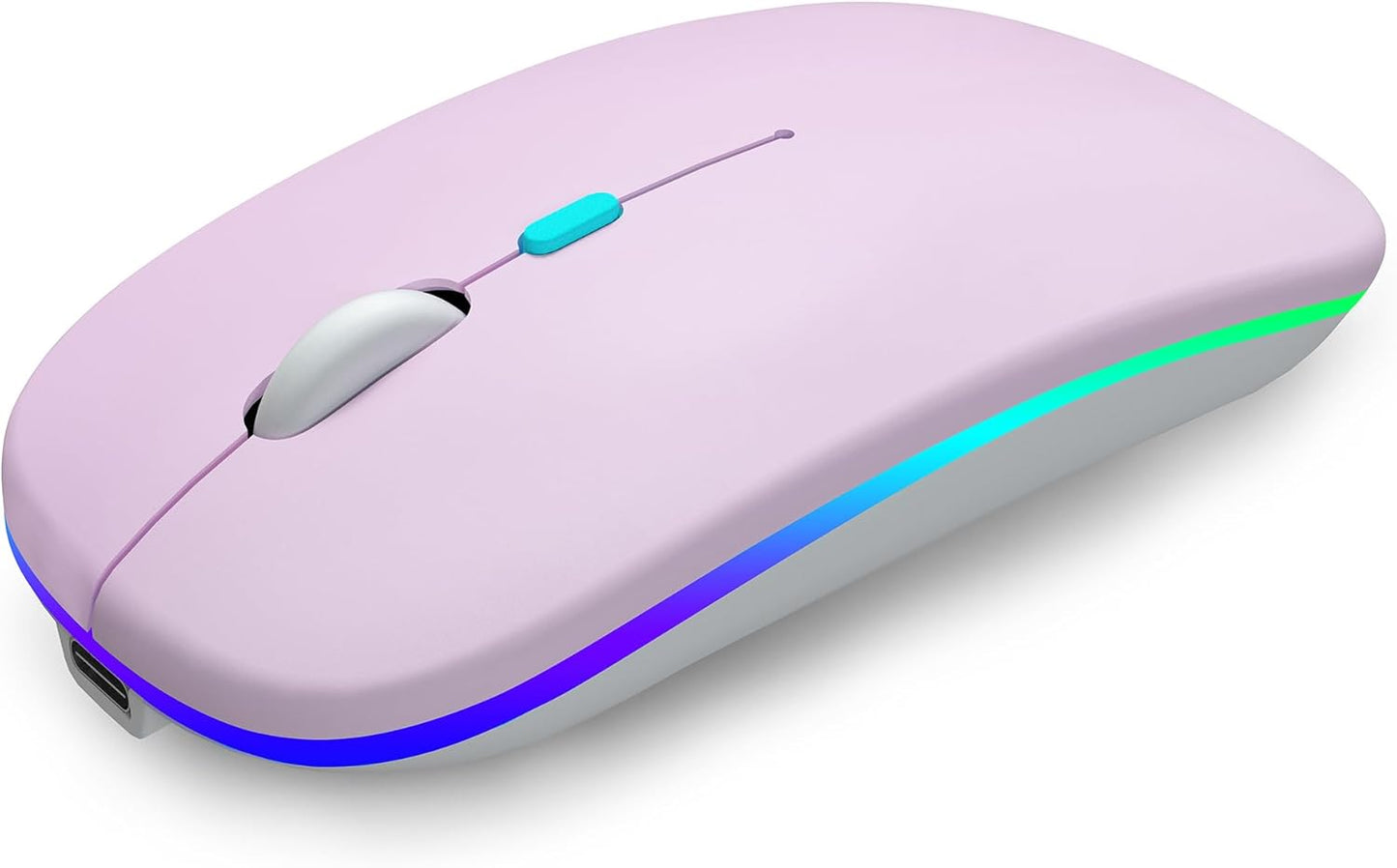 Wireless Bluetooth Mouse Rechargeable Laptop Mice with LED Use Portable(Bt5.2 and USB 2.4G) Dual Mode Connection Silent Slim Computer Mouse for Laptop/Ipad Tablet/Apple Macbook/Pc (Black)