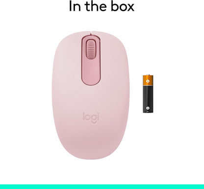 M196 Bluetooth Wireless Mouse, Compact and Portable Mouse for Laptops, Tablets and More, 12-Month Battery, Smooth Tracking, Compatible with PC and Mac, Windows and Macos - Rose