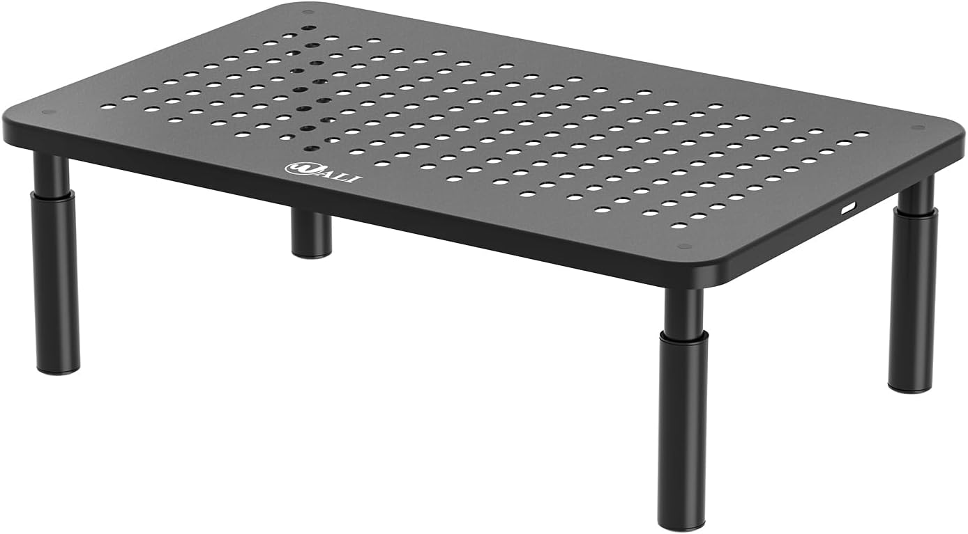 Computer Monitor Stand for Desk, Adjustable Laptop Riser, Desk Monitor Stand underneath Storage for Office, Home, School Supplies (STT003), 1 Pack, Black