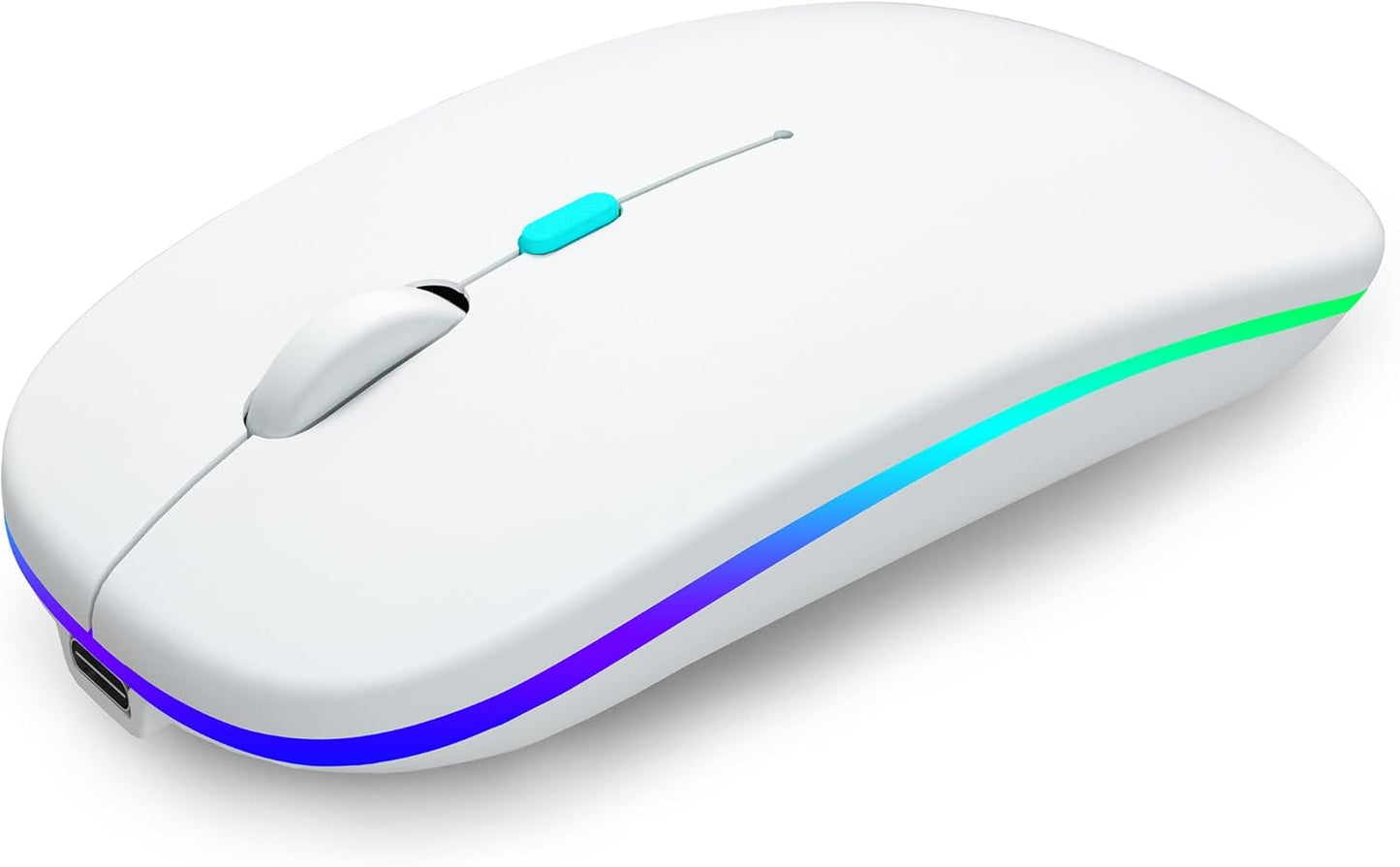 Wireless Bluetooth Mouse Rechargeable Laptop Mice with LED Use Portable(Bt5.2 and USB 2.4G) Dual Mode Connection Silent Slim Computer Mouse for Laptop/Ipad Tablet/Apple Macbook/Pc (Black)