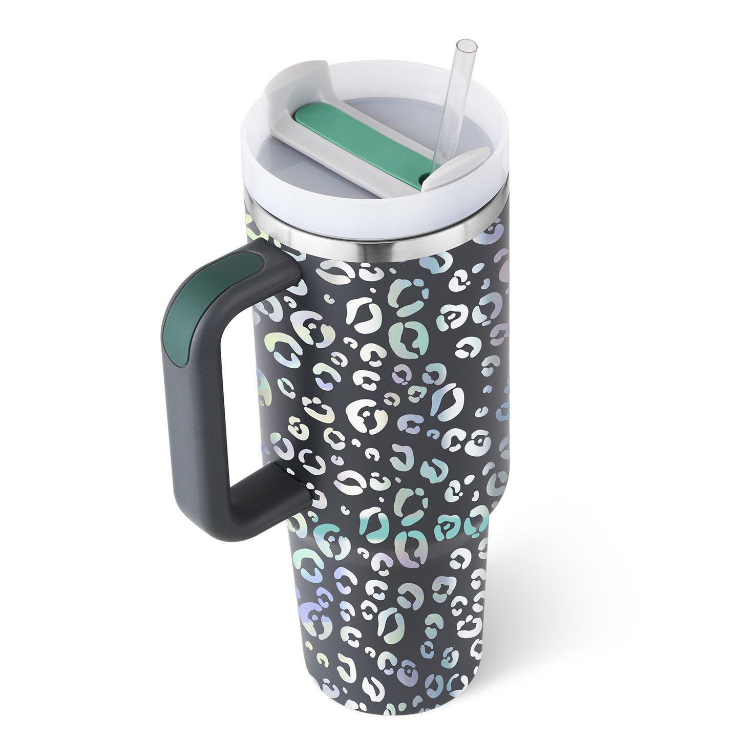 40 Oz Insulated Tumbler with Handle & Straw